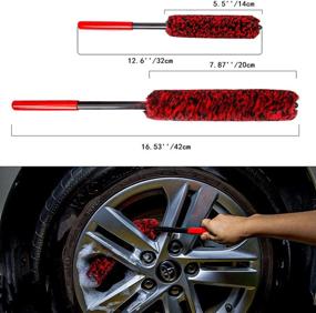 img 3 attached to 🚗 3PCs Car Rim and Tire Brush Set, 2X Synthetic Brush Metal-Free Car Cleaning Brush, Tire Brush, 1x Car Detailing Brush, Ideal for Deep Cleaning Grimy Tires, Rims, Exhaust Ports, Nuts.