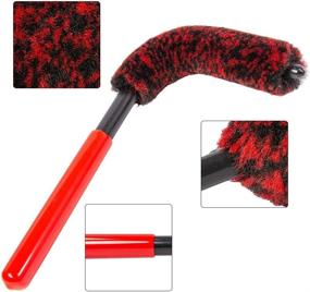 img 2 attached to 🚗 3PCs Car Rim and Tire Brush Set, 2X Synthetic Brush Metal-Free Car Cleaning Brush, Tire Brush, 1x Car Detailing Brush, Ideal for Deep Cleaning Grimy Tires, Rims, Exhaust Ports, Nuts.