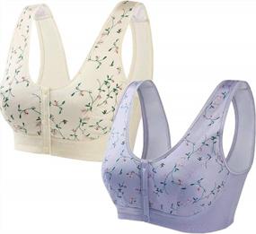 img 2 attached to Comfortable Plus Size Sleep Bras - 3 Pack Of Soft Cotton Wireless Bras With Snap Front And Removable Pads
