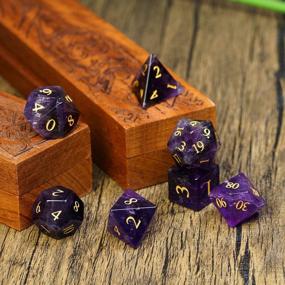 img 2 attached to 7PCS Amethyst Gemstone Crystal DND Dice Set For Dungeons And Dragons, MTG Table Games - Handmade Stone D&D Dice By UDIXI