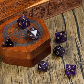 img 1 attached to 7PCS Amethyst Gemstone Crystal DND Dice Set For Dungeons And Dragons, MTG Table Games - Handmade Stone D&D Dice By UDIXI