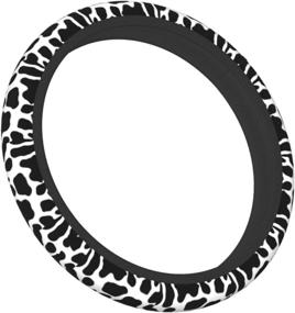 img 1 attached to 🐄 DOHOOC Cow Print Steering Wheel Cover: Stylish Car Accessory with Universal Fit, 15 Inches, Breathable and Anti-Slip Design, Perfect for Both Women and Men