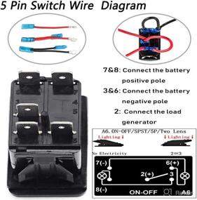 img 1 attached to 🔵 Youngneer Rocker Switch Kit: Blue LED Light Whip for Polaris Ranger RZR Winch UTV Boat Light Bar Marine Car - 20A 12V On-Off Momentary Rocker Toggle Switch