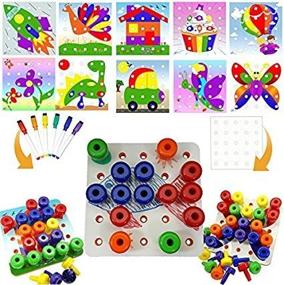 img 1 attached to Совершенствуйте навыки раннего обучения с помощью карт Skoolzy Color Sorting Peg Board Pattern: комплексный набор для практической образовательной игры и трудотерапии для малышей