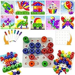 img 3 attached to Совершенствуйте навыки раннего обучения с помощью карт Skoolzy Color Sorting Peg Board Pattern: комплексный набор для практической образовательной игры и трудотерапии для малышей