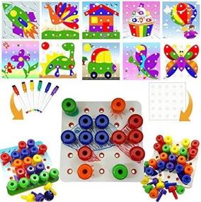 img 4 attached to Совершенствуйте навыки раннего обучения с помощью карт Skoolzy Color Sorting Peg Board Pattern: комплексный набор для практической образовательной игры и трудотерапии для малышей