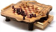 rustic red olive wood chess set- luxury edition- wooden chess set logo
