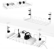 stay tidy and organized: 2-pack under-desk cable management trays with upgraded no-drill design and foldable clamp organizer for wire management in home or office (white, 40cm) logo
