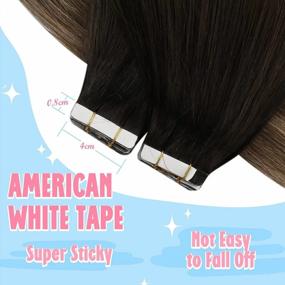 img 2 attached to Get A Stunning Ombre Look With Sunny'S Real Hair Tape In Extensions In Natural Black And Dark Brown With Ash Brown Tape - 20Pcs, 50G, 24Inch.