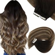 get a stunning ombre look with sunny's real hair tape in extensions in natural black and dark brown with ash brown tape - 20pcs, 50g, 24inch. логотип