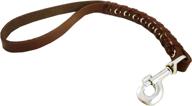 🐶 15-inch short brown leather braided traffic dog leash logo