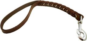 img 2 attached to 🐶 15-Inch Short Brown Leather Braided Traffic Dog Leash