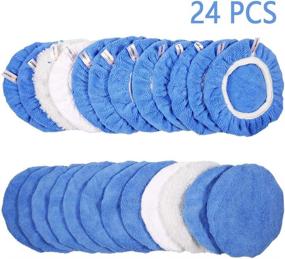 img 4 attached to 🚗 High-Quality ICARMAINT Car Polishing Pads Set - 24Pcs, 5 to 6 Inches, Waxers Bonnet, Wax Applicator, Soft Polishing Bonnet Polisher Cover, Includes Woollen, Cotton, and Microfiber Pads