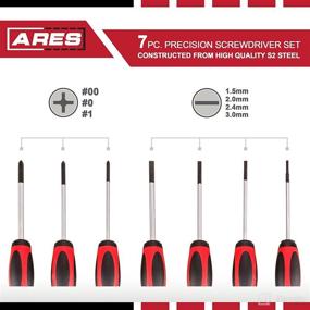 img 3 attached to ARES 70600-7-Piece Precision Screwdriver Set with S2 Steel Shafts - Includes Phillips Sizes 00, 0, & 1 - Slotted Sizes 1.5, 2.0, 2.4 & 3.0mm - Comes with Handy Storage Pouch for Convenience