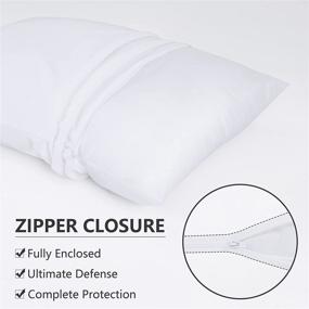 img 3 attached to Queen Size Waterproof Terry Pillow Protector (2-Pack) | Soft Breathable Microfiber Cover With Durable Zipper Encasement