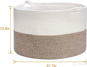 img 3 attached to 🧺 Toplife Extra Large Cotton Rope Basket - 21.7"x 21.7" x 13.8", Living Room and Bedroom Woven Storage Basket for Throw Blankets, Pillows, Bedding, Laundry, and Nursery Toy Organization, Brown