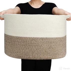 img 2 attached to 🧺 Toplife Extra Large Cotton Rope Basket - 21.7"x 21.7" x 13.8", Living Room and Bedroom Woven Storage Basket for Throw Blankets, Pillows, Bedding, Laundry, and Nursery Toy Organization, Brown