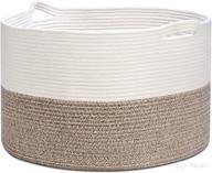 🧺 toplife extra large cotton rope basket - 21.7"x 21.7" x 13.8", living room and bedroom woven storage basket for throw blankets, pillows, bedding, laundry, and nursery toy organization, brown логотип