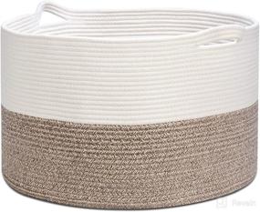 img 4 attached to 🧺 Toplife Extra Large Cotton Rope Basket - 21.7"x 21.7" x 13.8", Living Room and Bedroom Woven Storage Basket for Throw Blankets, Pillows, Bedding, Laundry, and Nursery Toy Organization, Brown