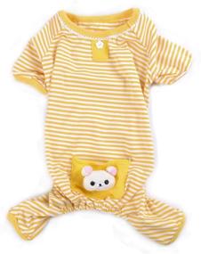 img 1 attached to 🐾 Soft Cotton Pet Dog Pajamas Shirt Jumpsuit - Cute Overall for Play and Sleep - Doggy and Cat Stripe Apparel