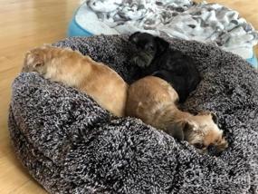 img 7 attached to Extra Plush Faux Fur Dog Bean Bed - Bessie &amp; Barnie Bagel Circle Водонепроницаемая кровать для собак со съемным моющимся чехлом - Успокаивающая кровать для домашних животных разных размеров и цветов