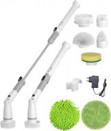 cordless electric spin scrubber tile cleaner - replaceable rotating brush for bathroom surfaces (grey) logo