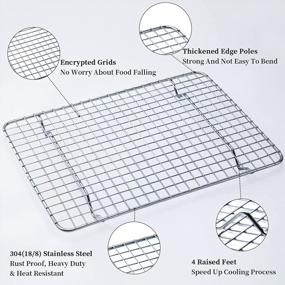 img 3 attached to Aisoso 18/8 Stainless Steel Baking Rack - Multi-Use Cooling Rack For Quarter Sheet Pan, Oven And Dishwasher Safe - 8.5 X 12 Inches