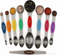 🥄 magnetic measuring spoons set of 9 - stainless steel, stackable, dual sided: teaspoon and tablespoon for measuring dry and liquid ingredients - fits perfectly in spice jars logo