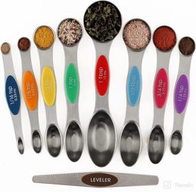 img 4 attached to 🥄 Magnetic Measuring Spoons Set of 9 - Stainless Steel, Stackable, Dual Sided: Teaspoon and Tablespoon for Measuring Dry and Liquid Ingredients - Fits Perfectly in Spice Jars