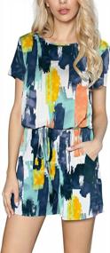 img 4 attached to Summer Women'S Short Sleeve Playsuit With Pockets - Casual Jumpsuits & Rompers
