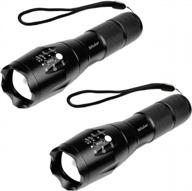 2-pack zoomable led tactical flashlights with high lumens and single mode for military, camping, outdoor, and emergency use logo