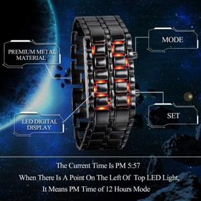 img 2 attached to JewelryWe LED Lava Watch For Men Women Square Digital Faceless Metal Wristwatches, For Xmas