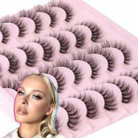 img 3 attached to 14 Pairs 5D Mink False Eyelashes Natural Look Wispy Fluffy Volume Fake Lashes Cat Eye Strip Lash Band Clear Individual Newcally Lashes