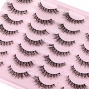 img 1 attached to 14 Pairs 5D Mink False Eyelashes Natural Look Wispy Fluffy Volume Fake Lashes Cat Eye Strip Lash Band Clear Individual Newcally Lashes