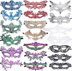 img 4 attached to Make A Dramatic Entrance With SIQUK 20 Pieces Lace Masquerade Masks For Women - Venetian Style