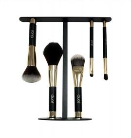 img 4 attached to 5Pc Magnetic Makeup Brush Set - Gold/Black Handle, Metal Stand & Gift Box | Duos MMB 5P