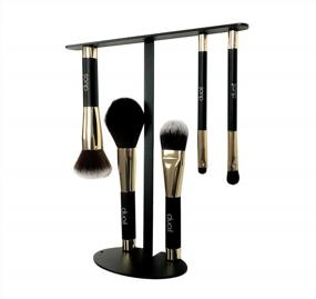 img 2 attached to 5Pc Magnetic Makeup Brush Set - Gold/Black Handle, Metal Stand & Gift Box | Duos MMB 5P