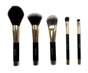 img 1 attached to 5Pc Magnetic Makeup Brush Set - Gold/Black Handle, Metal Stand & Gift Box | Duos MMB 5P