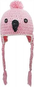 img 3 attached to Crochet Knit Flamingo Earflap Hat Baby Beanie Cap For Infants And Toddlers Winter