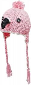 img 4 attached to Crochet Knit Flamingo Earflap Hat Baby Beanie Cap For Infants And Toddlers Winter