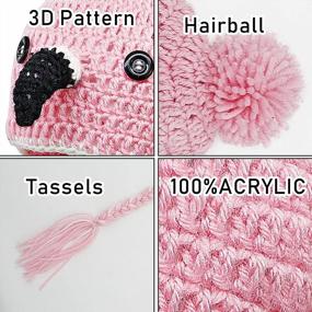 img 2 attached to Crochet Knit Flamingo Earflap Hat Baby Beanie Cap For Infants And Toddlers Winter