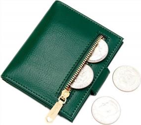 img 1 attached to Тонкий женский кошелек двойного сложения с держателем для кредитных карт и карманом для монет на молнии - GEEAD