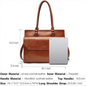 img 1 attached to 👜 Stylish Gray Briefcase for Women: Vintage Oil Wax Leather 15.6 Inch Laptop Business Shoulder Bag