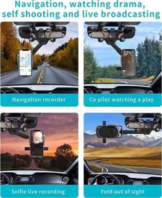 img 1 attached to 📱 360° Rotatable and Retractable Car Phone Mount: Rearview Mirror Bracket with One-Hand Operation | Universal Phone Holder for Car Compatible with All Phones (4 Claws)