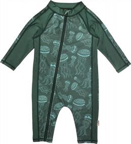 img 4 attached to Boys' Long Sleeve Sunsuit With UPF 50+ Sun Protection In Multiple Colors By SwimZip