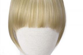 img 3 attached to Synthetic Full Length Layered Clip-In Hair Bangs With Ash Blonde And Light Blonde Highlights - REECHO Fashion Hair Extensions Fringe Piece