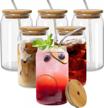 enjoy your beverages in style with yuleer's 16 oz glass cups with lids & straws - perfect for iced coffee, cocktails, beer, and more! logo