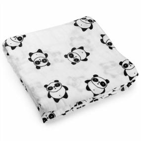 img 4 attached to Soft And Breathable Panda Muslin Swaddle Blanket Made With 100% Cotton - Large 47’’ X 47’’, 1 Pack By Kyapoo