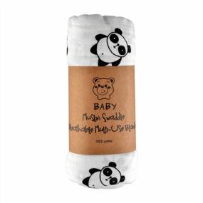 img 2 attached to Soft And Breathable Panda Muslin Swaddle Blanket Made With 100% Cotton - Large 47’’ X 47’’, 1 Pack By Kyapoo