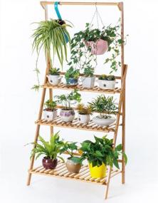 img 4 attached to COPREE Bamboo 3-Tier Hanging Plant Stand: Organize Your Garden In Style!